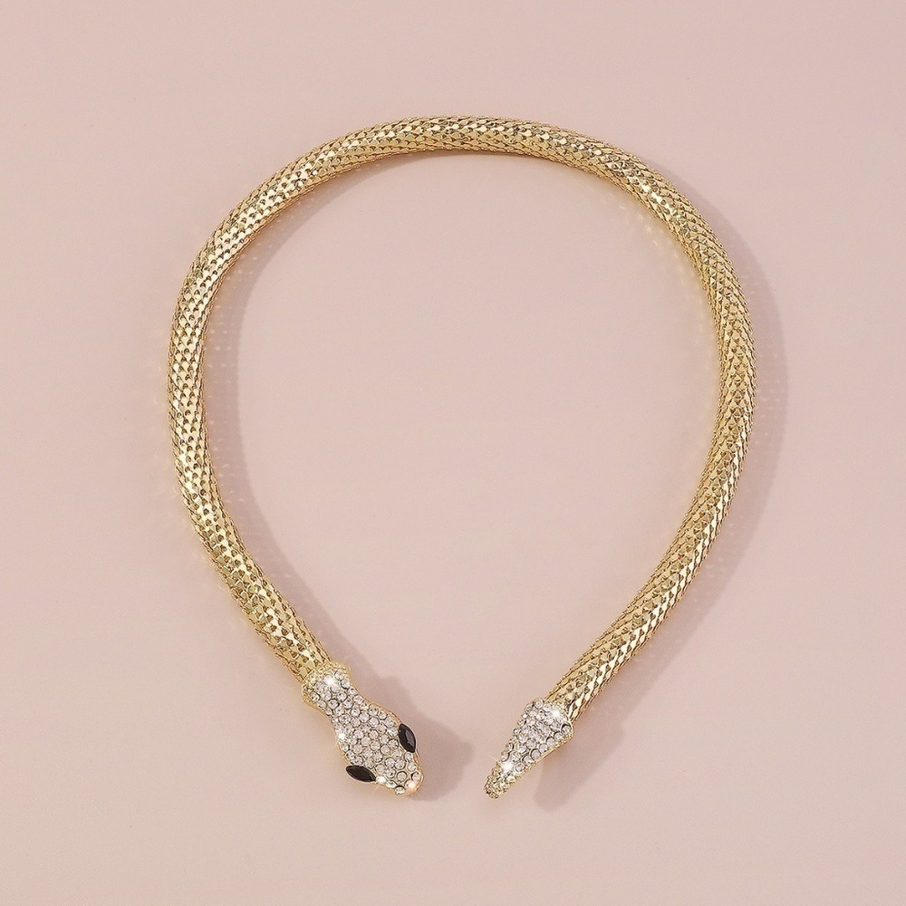 Snake Wrap Necklace with Rhinestones. Gold.‎ - Picture 2 of 5